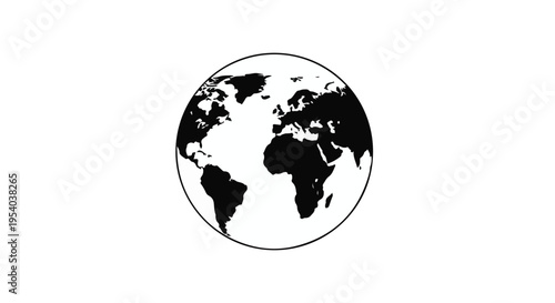 Simple globe illustration featuring a circular earth