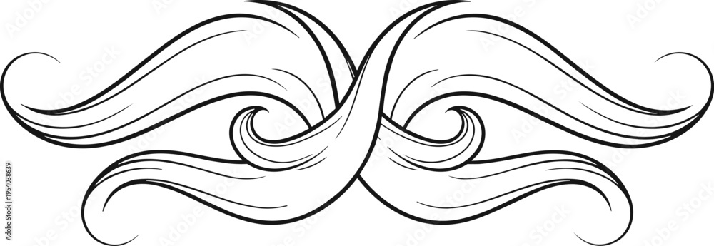 Fototapeta premium Elegant ornamental swirl flourish with flowing curves decorative vintage line art vector design element