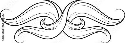 Elegant ornamental swirl flourish with flowing curves decorative vintage line art vector design element