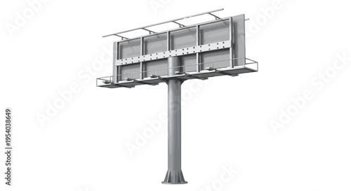 A large metal billboard with a pole isolated on transparent background, Vector