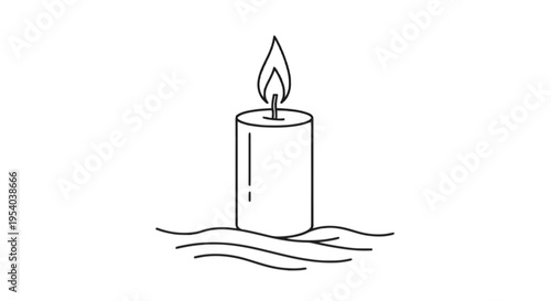 A lit candle with a flame on top isolated on transparent background, Vector