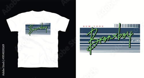 New York bronxboy uptown graphic typography t-shirt design with modern lines