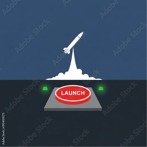 White Rocket Launching from Gray Platform.