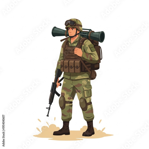 Soldier with Rifle and Rocket Launcher.
