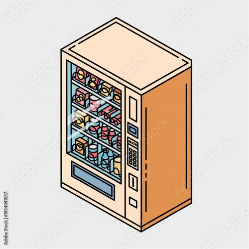 Vending Machine with Snacks and Drinks Inside.