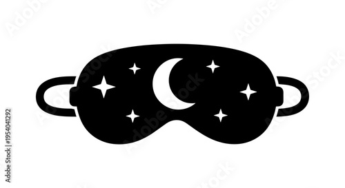 Sleep Mask With Stars And Moon On White Background For Rest Concepts