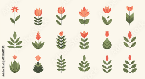 Assorted christmas tree illustrations with various decorations and colors