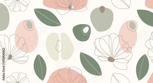 Assorted decorative hearts and leaves in pastel colors on a white background