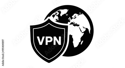 VPN Shield Protecting Globe Icon For Cybersecurity Concepts