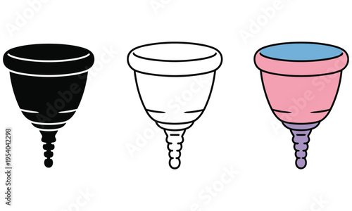 Menstrual cups in various colors and designs for feminine hygiene needs