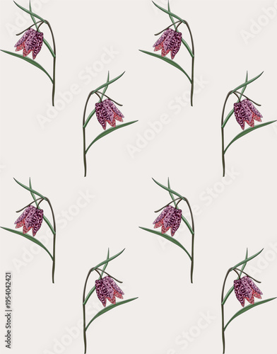 Flowers and leaves in vintage style, seamless pattern.	
