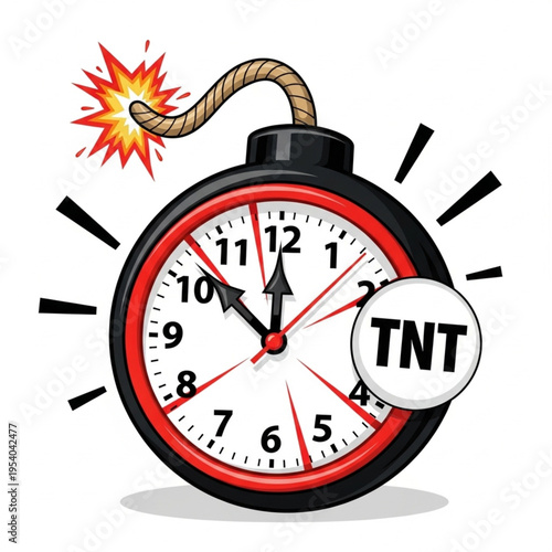 TNT Bomb Clock Exploding Time Bomb Illustration.