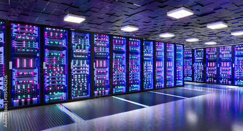 Data center server racks 3d background
