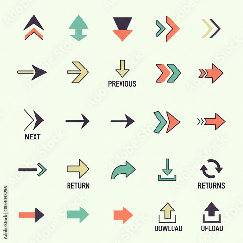 Collection of Modern Geometric Arrows Icons.