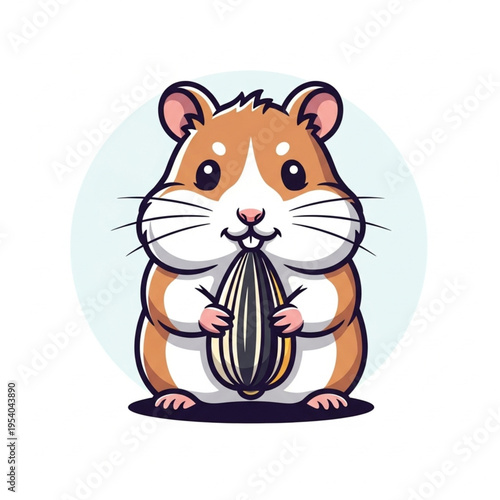 Cartoon Hamster Holding Ear of Corn.