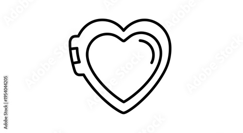Black line art heart lock icon