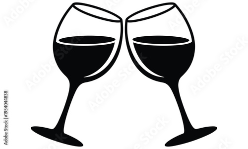 Vector illustration of two wine glasses clinking together in celebration