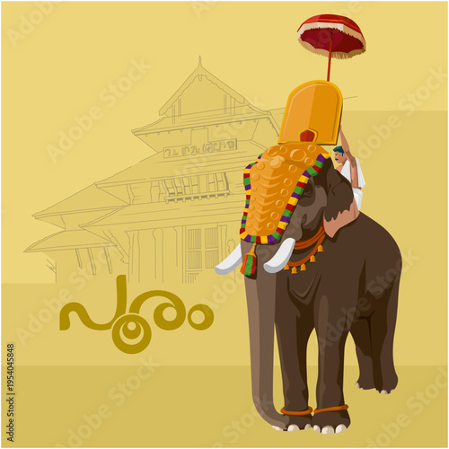 Onam , Thrissur Pooram festival in kerala and elephant walking with chenda melam on temple