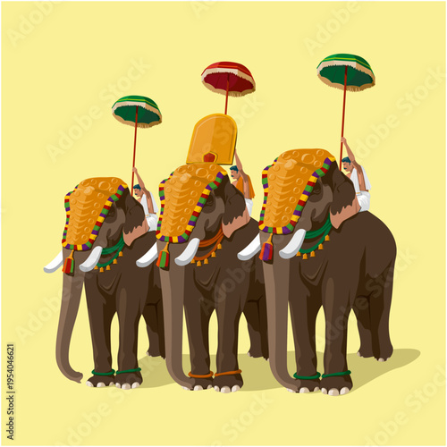 Onam , Thrissur Pooram festival in kerala and elephant walking with chenda melam on temple