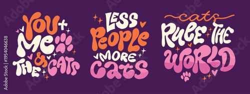 Funny hand drawn doodle lettering quote about cat lovers. Lettering for t-shirt design, mug print, bag print, clothes fashion. 100% hand drawn vector image.