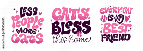 Funny hand drawn doodle lettering quote about cat lovers. Lettering for t-shirt design, mug print, bag print, clothes fashion. 100% hand drawn vector image.