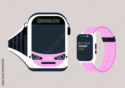 Visitors at Central Station can easily purchase tickets for trains and trams using user-friendly digital wrist watch app, enhancing travel experience and saving time.