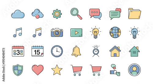 Collection of web application icons.