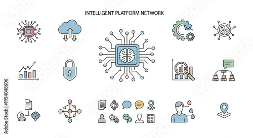 Intelligent Platform Network Technology Icons.