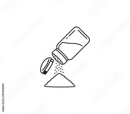Salt shaker pouring granules onto small pile illustration design