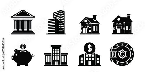 Financial and real estate icons set