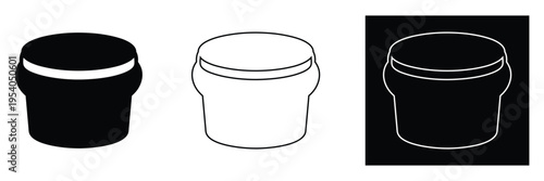 Three different colored beret hat illustrations in black white and outline styles