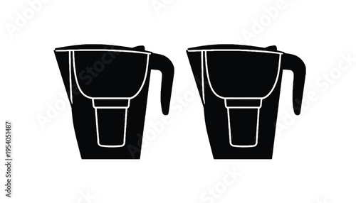 A coffee maker icon set in black silhouette style