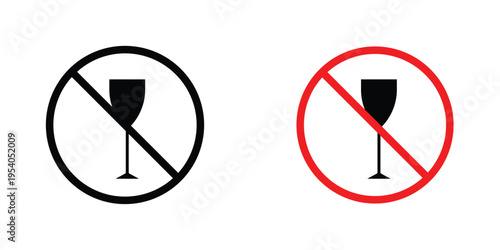 No wine signs in line art style on white background for graphic and web design.