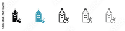 Olive oil icon in line art style on white background for graphic and web design.