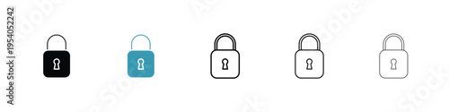 Padlock icon in line art style on white background for graphic and web design.