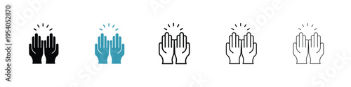 Pray icon in line art style on white background for graphic and web design.