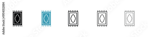 Prayer rug icon in line art style on white background for graphic and web design.