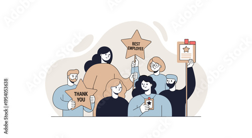 Employee appreciation day team recognition vector illustration best employee award gratitude thank you corporate culture