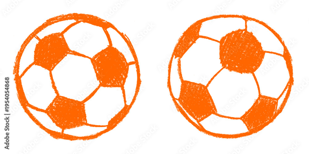 Naklejka premium Soccer Ball Football Crayon Chalk Drawing Doodle Vector Set