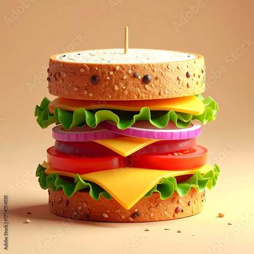 Delicious layered sandwich with fresh ingredients.