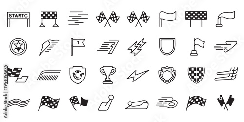 Professional Racing and Speed Line Icon Set for Sports Design