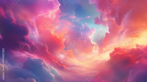 Vivid Pink and Orange Clouds in a Dreamy Sky during Sunset