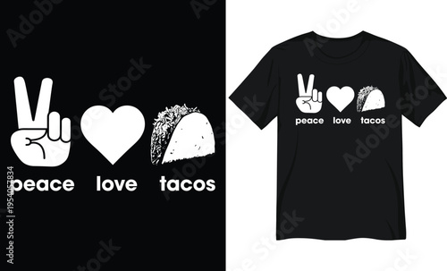 Peace Love Tacos - Minimalist Vector Style Graphic