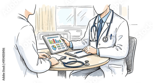 doctor and patient discussing medical chart in office