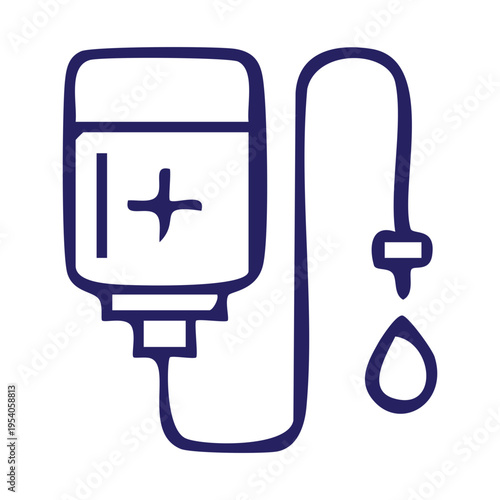 medical iv drip bag and tubing with drop