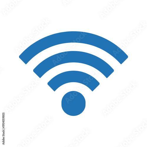 WiFi signal icon with blue waves and central dot, representing connectivity and internet access, suitable for technology-related contexts and digital communication.