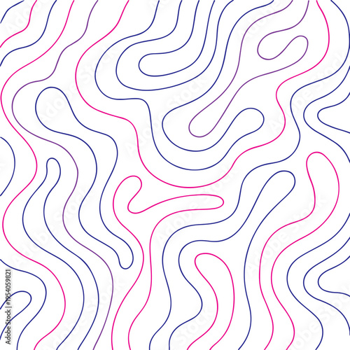 Abstract Wavy Line Pattern Vector – Minimal Topographic Contour Background with Flowing Curves