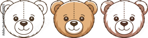 An illustration shows three cartoon bear heads in a row on a flat design