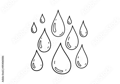 Rain drops icon set for weather forecast and water concept, minimalist vector illustration