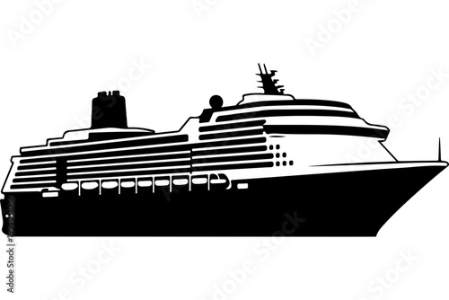Modern Cruise Ship Silhouette Vector Illustration